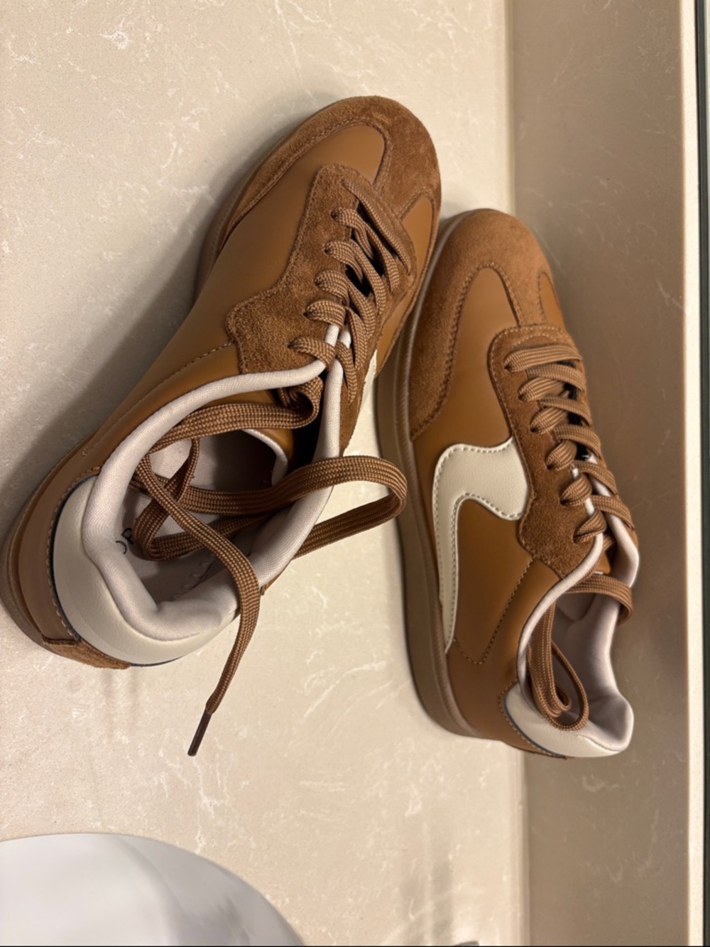 TOP Moda Brown & Cream Men's Suede-Trim Sneakers